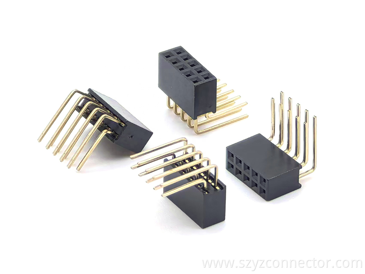 2.54mm Pitch Female Header Connector Dual Row Right Angle Y-Type H8.5mm 2*5P